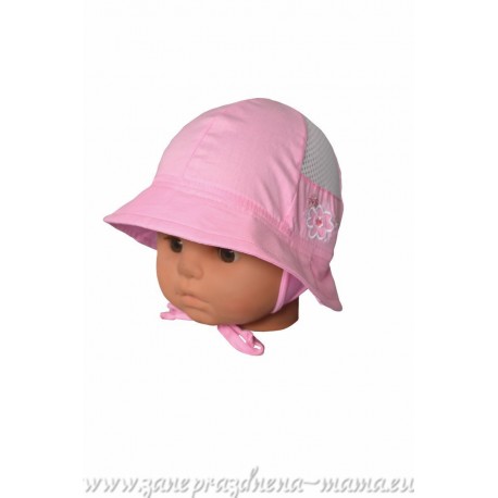 Dievčenský klobúčik ružový s výšivkou